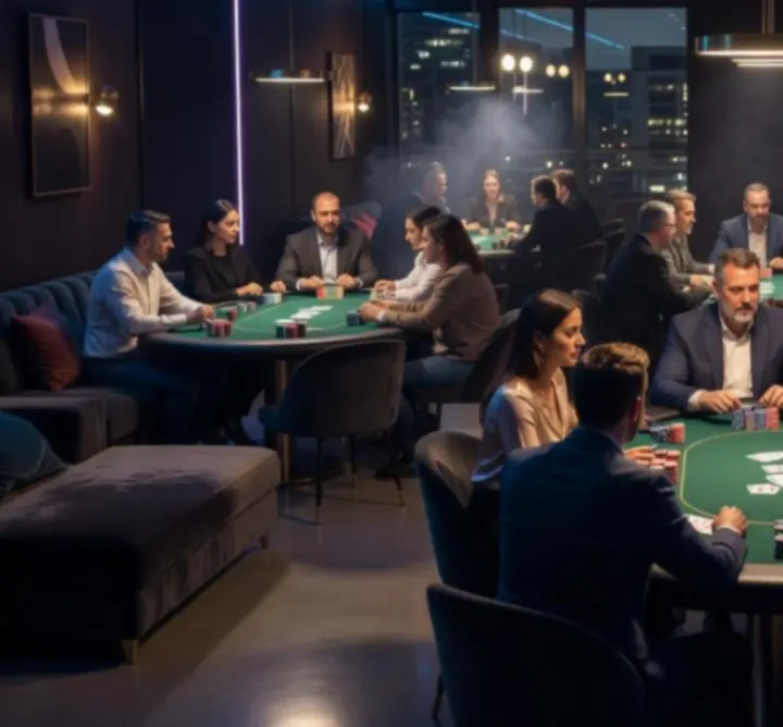 Stół pokerowy podczas wieczornego turnieju w 4 RES & BMS Mariusz Dudek